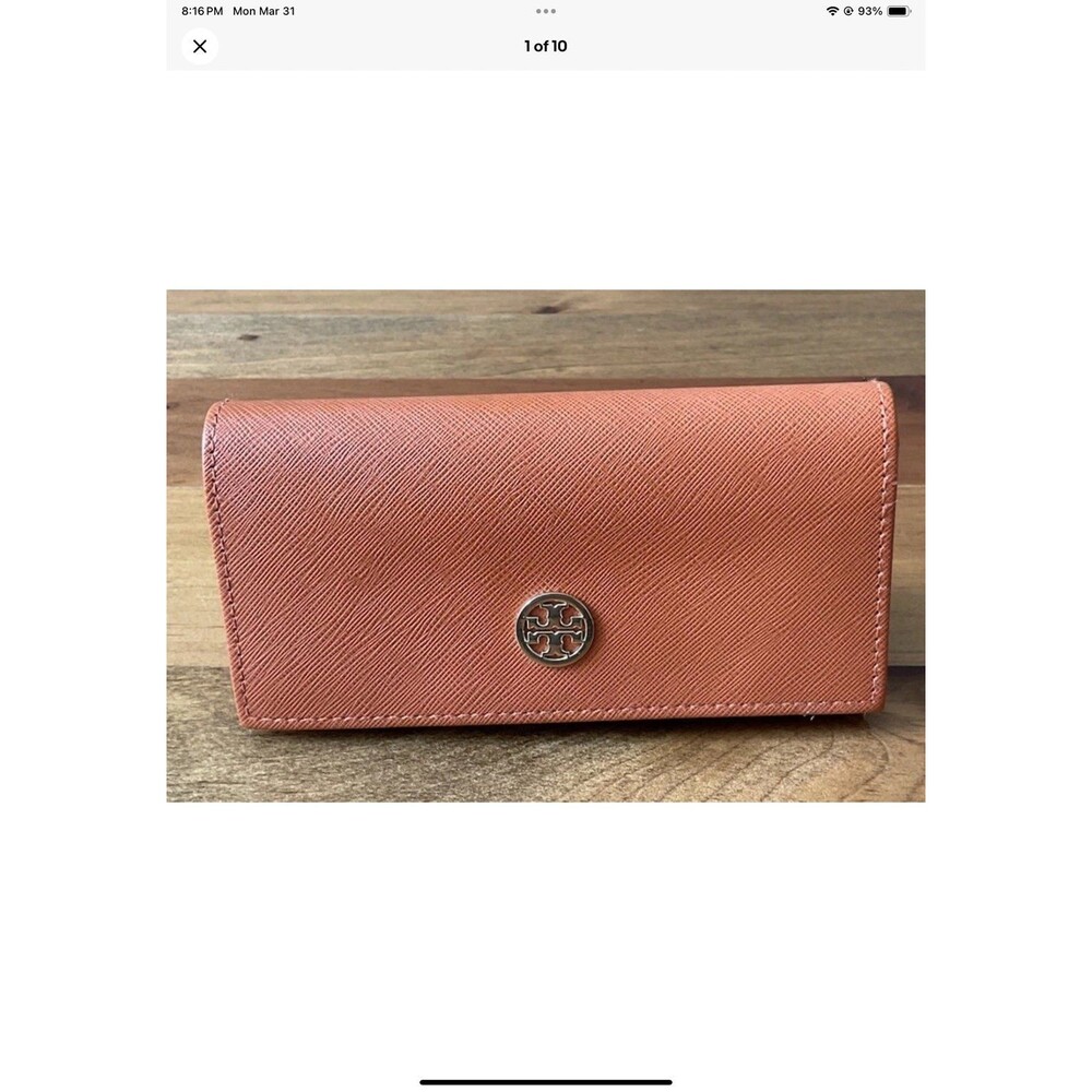 TORY BURCH Orange Sunglasses/Eyeglasses Leather Case Gold Logo Authentic